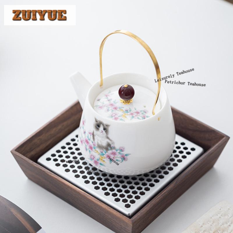 Overglaze Color Cat Tea Set Complete Set Zen Tea Ceremony Set Teapot And Tea Cup Set Chinese Tea Set Accessories Ornaments Craft