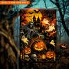 2D Flat - 2D Flat - 2D Flat Garden Flag 1pc, Halloween Pumpkins Ghost Scene, Single-Sided Print; Suitable for Outdoor Patio Or Porch Holiday Decoratio