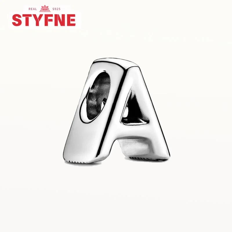 Silber 925 Alphabet-Anhänger A-Z 26 Buchstaben Feine Perlen für DIY Schmuckherstellung Geschenke für Frauen Armband