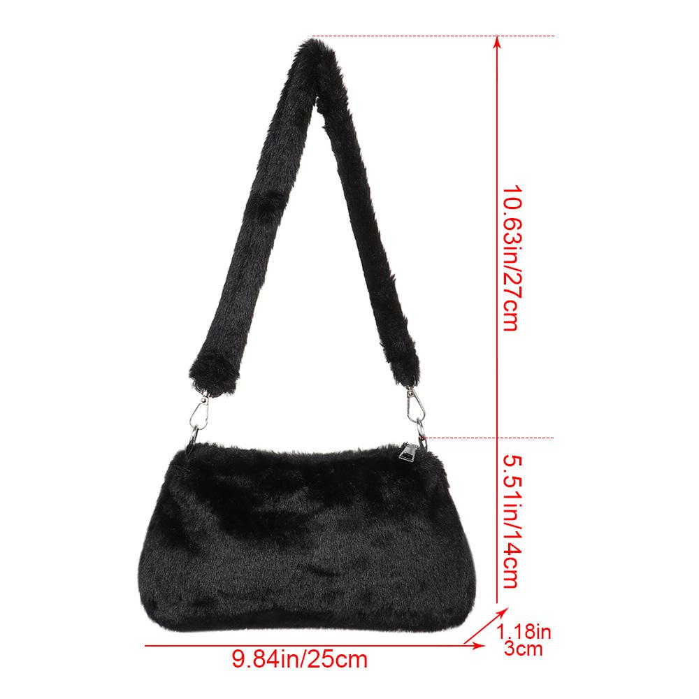 Women Leopard Print Plush Shoulder Bag Fashion Casual Underarm Crossbody Messenger Purse