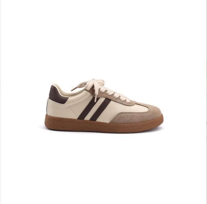 Genuine leather three bars grape mother couple with the same round head color matching platform casual high-heeled sports shoes women's versatile