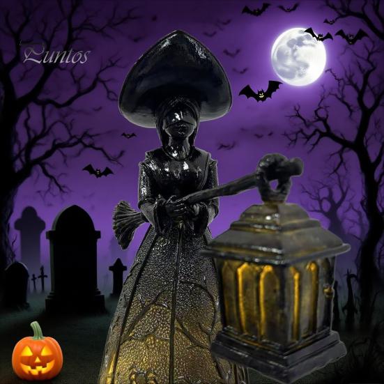Halloween Atmosphere Lamp Witch Decoration, Gothic Holding Lantern Light, Decorative Battery Powered for Home Office Porch Festival Party Supplies