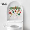 Removable Bathroom Wall Art Christmas Ball Toilet Sticker, Decoration Decal, Peel Stick Decal Waterproof Lid for Holiday Party PVC Stickers
