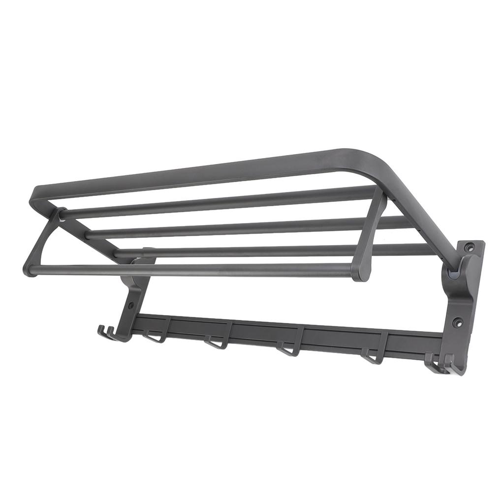 Floating Shelf for Bathroom Space Aluminum Foldable Wall Mounted Towel Rack Bathroom Hanging Shelf for Home Kitchen Grey