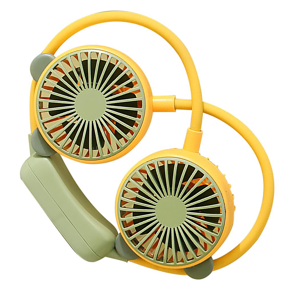Portable Neck Fan Bendable Wearable USB Rechargeable Hand Free Mini Hanging Fan for Office Travel Yellow