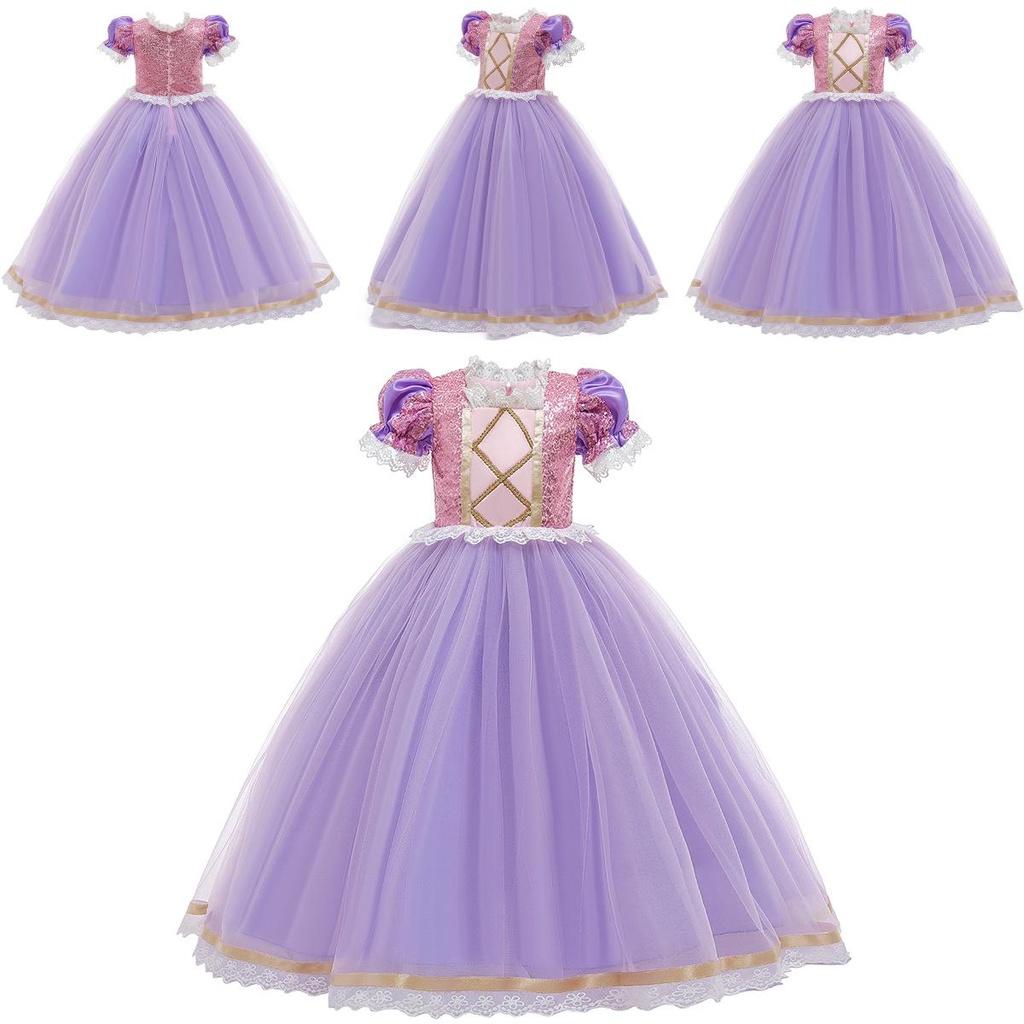 Förtrollande Trassel Rapunzel Prinsessa Maskerad Cosplay Kostym För Flickor