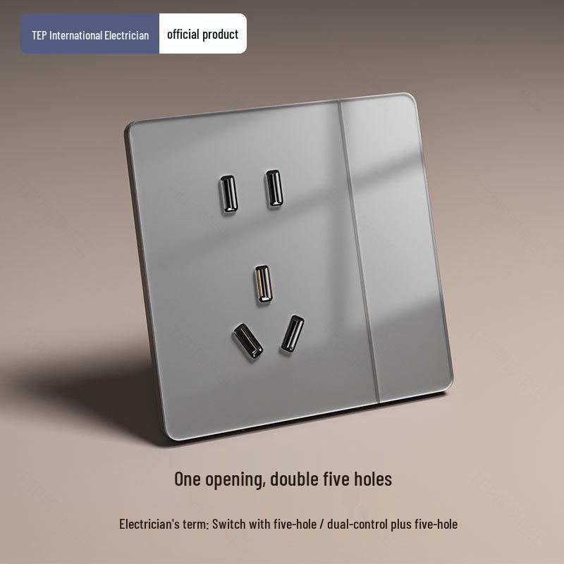 Gray Tempered Glass Smart Switch with Mijia APP Connectivity, Smart Speaker Voice Activation, Zero-Fire Support.