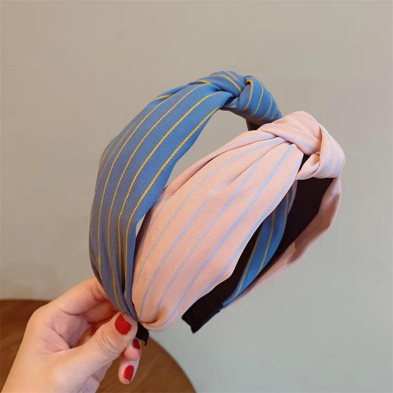 Minimalistische Damen Gestreifter Druck Stoff Knoten Stirnbänder Dame Mädchen Täglich Einkaufen Kopfreifen Accessoires