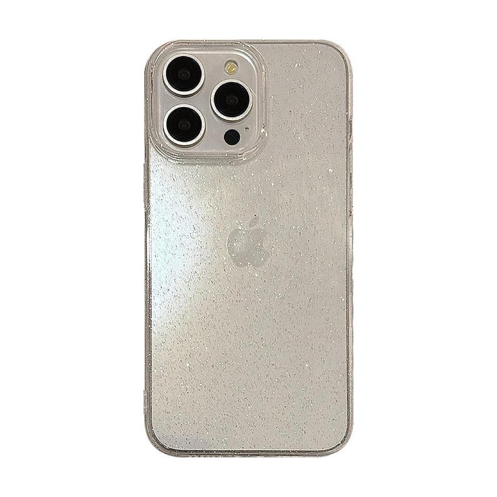 Transparent Fine Glitter iPhone 14 Pro Max Case - Suitable for iPhone 15, Soft Shell, Luxury Design