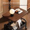 Movable Double Layer Coffee & Tea Table with Wheels and Storage Shelves for Living Room or Bedroom