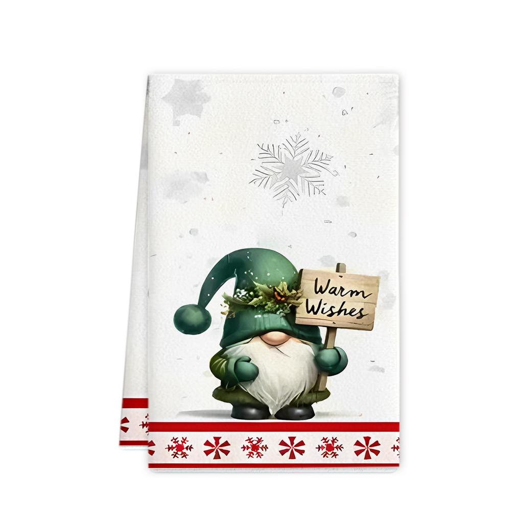 2Pcs Christmas hand towel Christmas plaid print towel Kitchen decorations 45 * 66 Dishcloth Cleaning rag