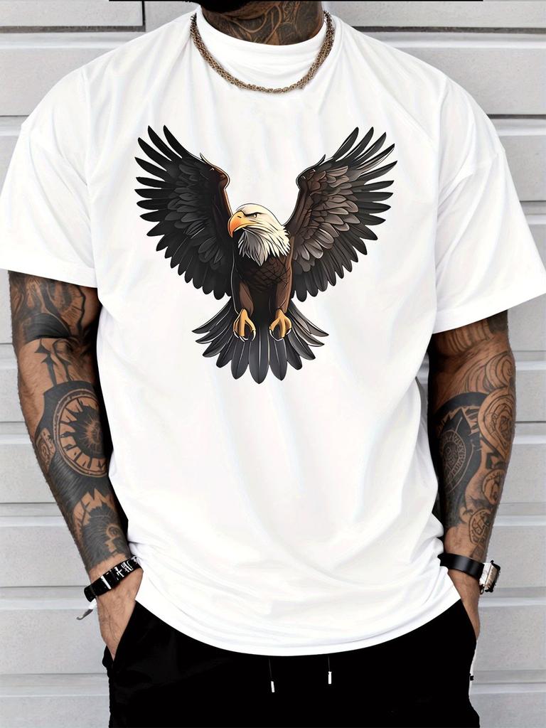 Unisex Soft Cotton Short Sleeve Tee Majestic Spread Wing Bald Eagle Graphic Crew Neck Loose Casual Outdoor Street Daily Wear Top