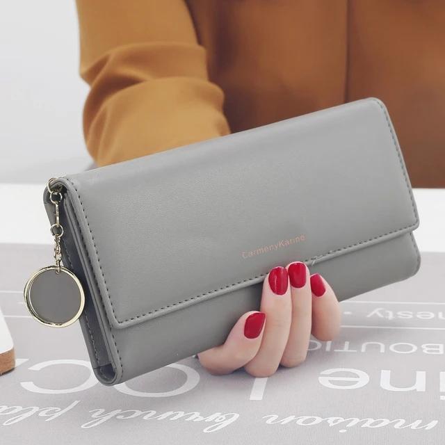 Yogodlns Lässiges langes Portemonnaie für Damen mit Anhänger PU-Leder Handtasche Mehrschichtige Clutch Einkaufs-Damen-Geldbörse Handy-Kartenhalter-Portemonnaie