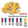 10/50/100 Stück Isolierte Flachstecker Kabelschuhe Buchsen Crimp-Terminals 2,8 mm 4,8 mm 6,3 mm Elektrisches Crimp-Terminal-Set