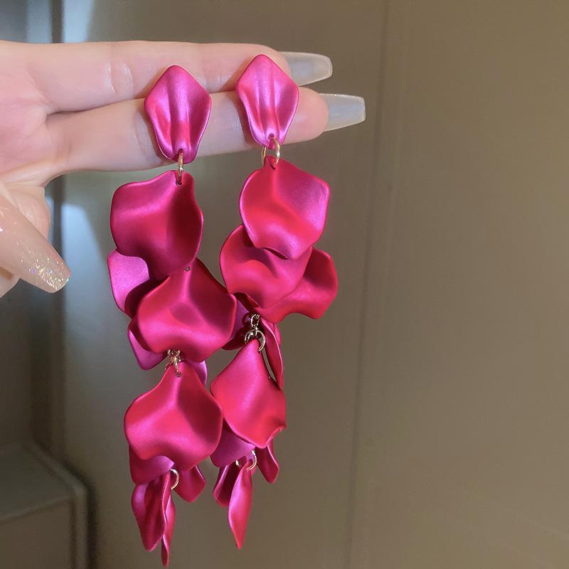 Silver Needle Sweet Flower Butterfly Pearl Tassel Earrings Trend Stud Earrings Temperament Earrings Women