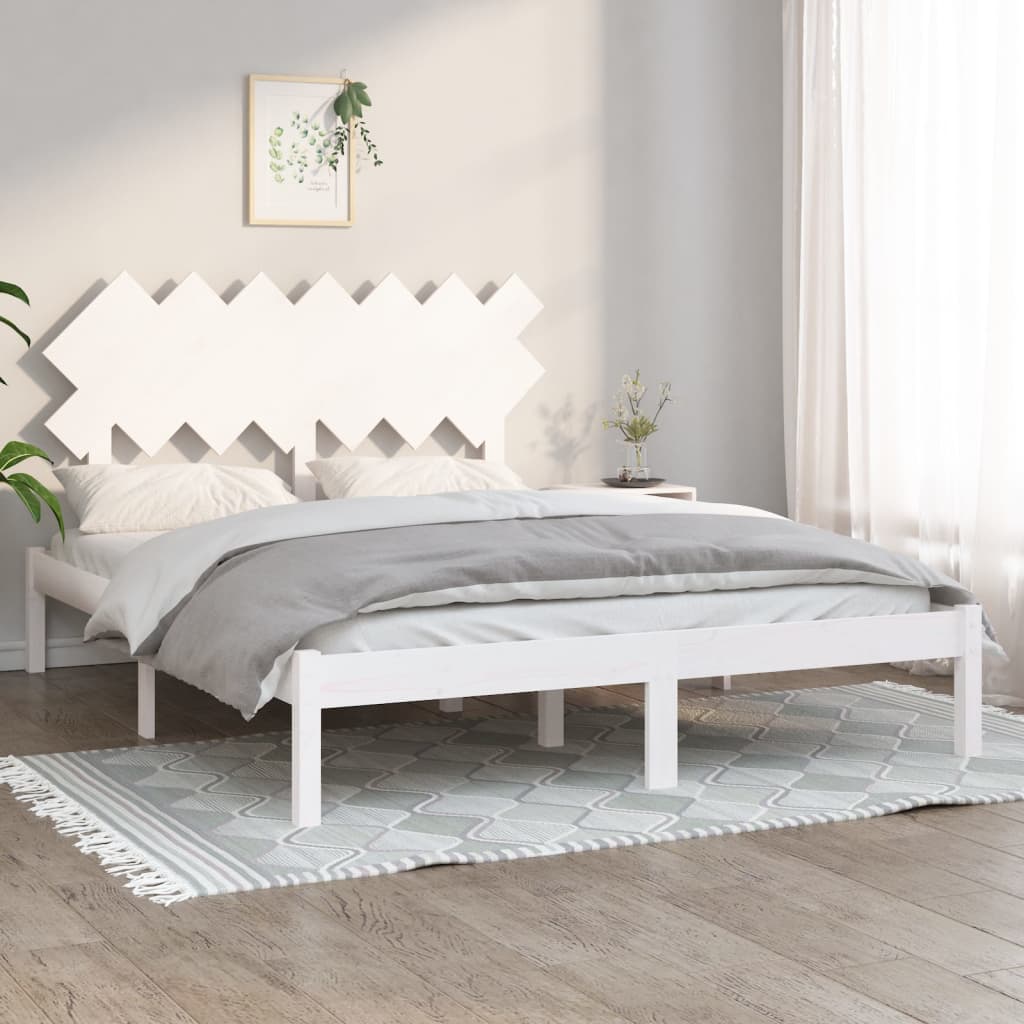 Solid Wood Bed White 140 X 200 Cm