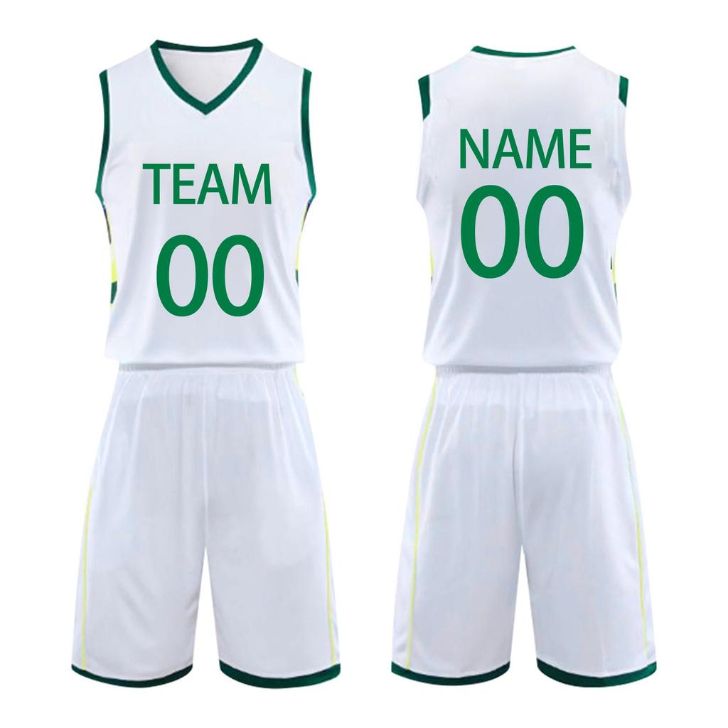 Men's Sleeveless V Neck Basketball Uniform Set Athletic Team Sportswear with Striped Side Panel Design for Training