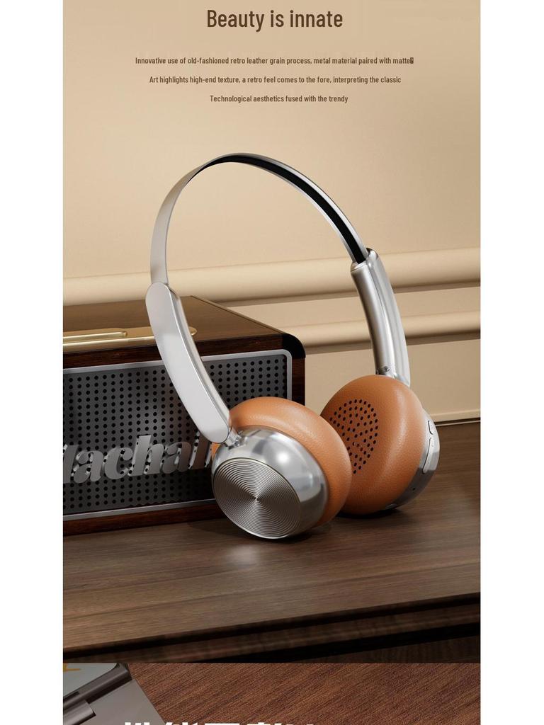 Retro Over-Ear Wireless Bluetooth Headphones with Long Battery Life