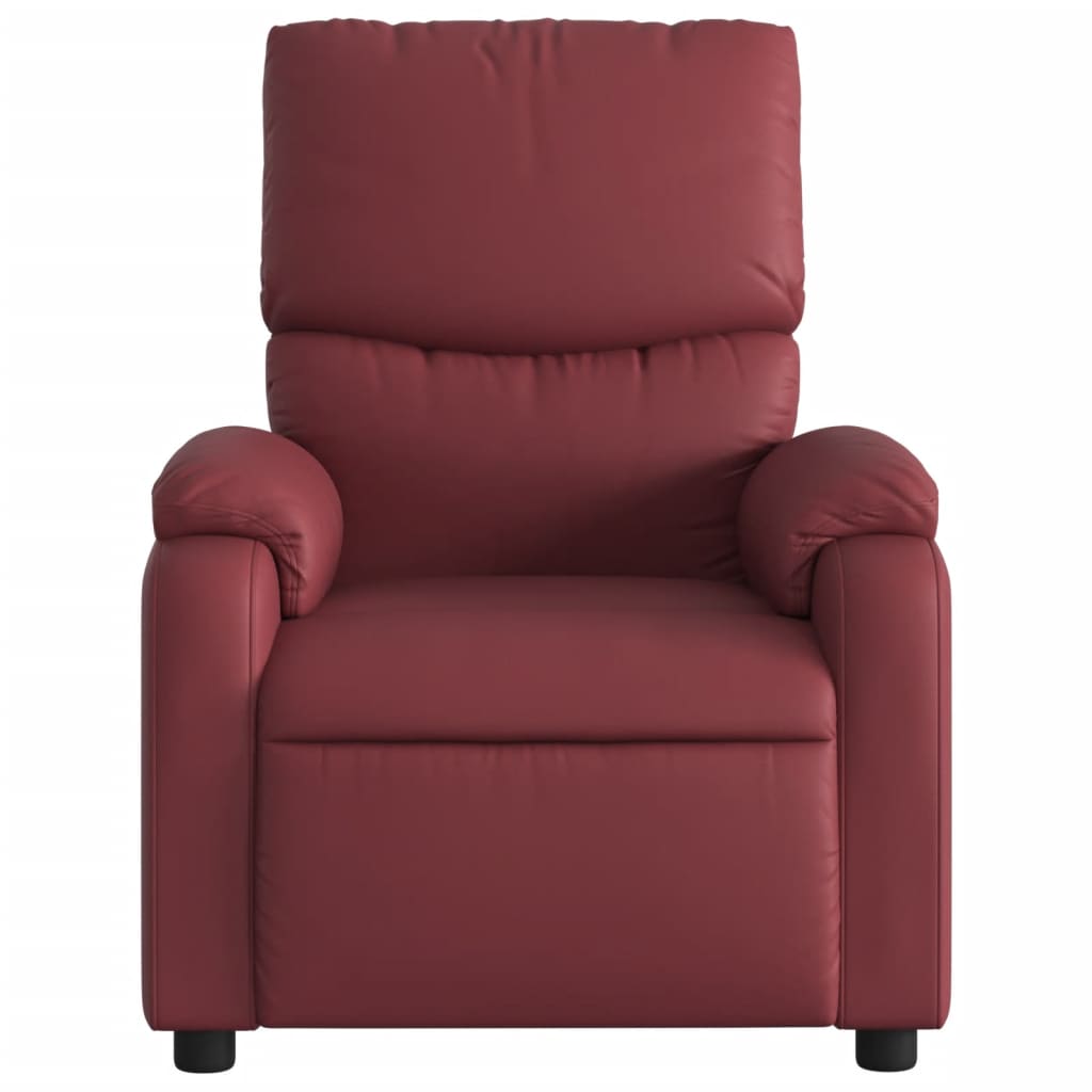Recliner Chair Burgundy Synthetic Leather