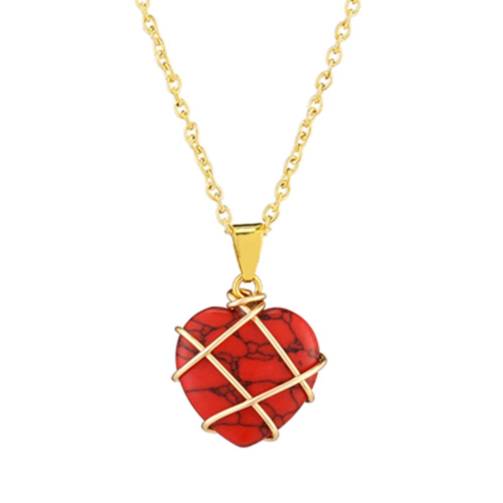 Crystal Heart Necklace with Natural Colored Gemstone Pendant - DIY Wire-Wrapped Heart Shape