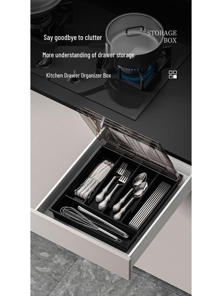 Cross-Border Kitchen Cutlery Set with Dustproof Storage Box and Drawer Divider