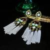 Chinese Vintage Haute Couture Tassel Earrings with Czech Diamond Texture