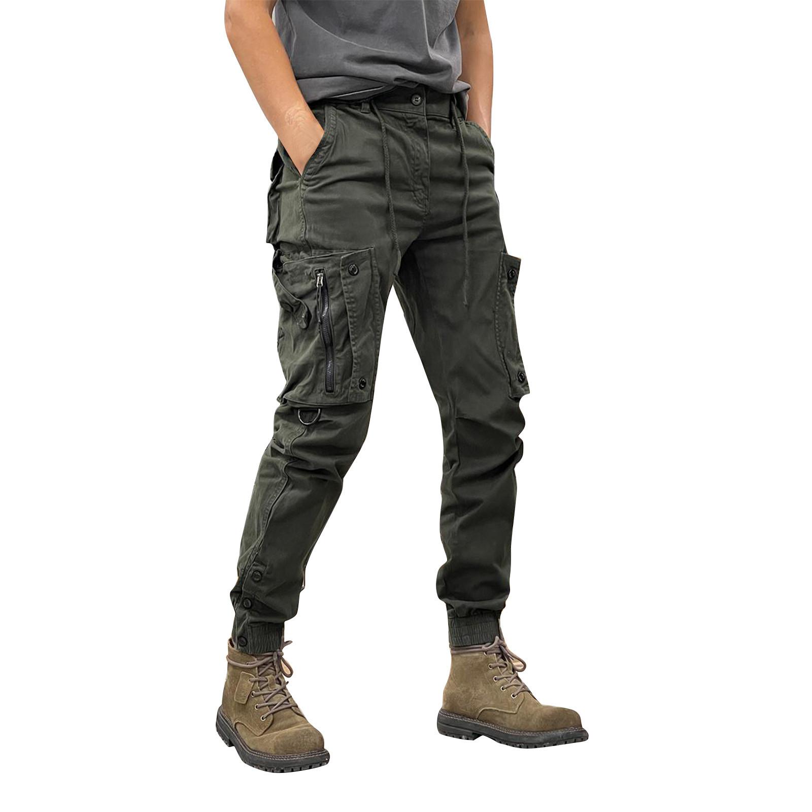 

Men s Solid Color Outdoor Overalls Men s Casual Fashion Cuff Trousers XL