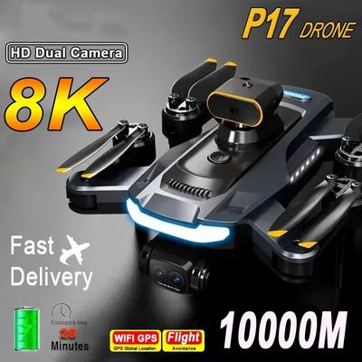 New P17 5G GPS Drone Professional 8K HD Aerial Photography Four Cameras Omnidirectional Obstacle Avoidance Brushless Quadcopter Toy Gift