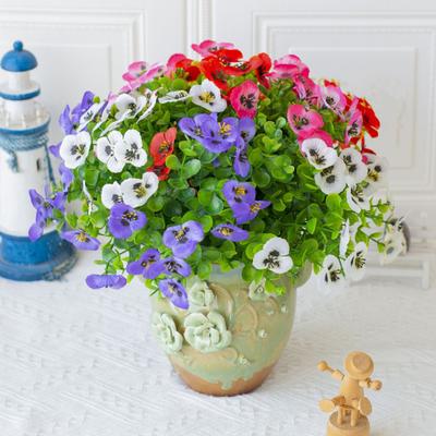 12 Pcs Artificial Pansy Flowers Outdoor UV Resistant Faux Silk Flowers Colorful Faux Pansies for Planter Window Box Front Porch Yard Patio Decor