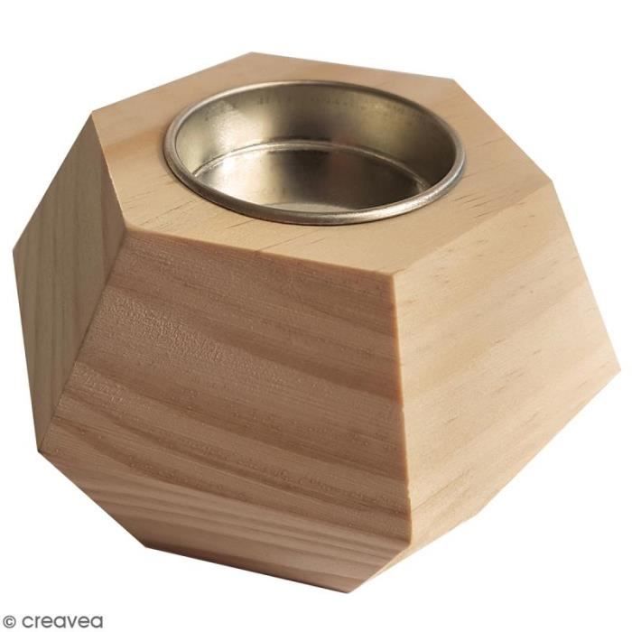 Bougeoir - Décoratif - Géométrique - Bois - 9x6x9 cm - Contemporain - Design