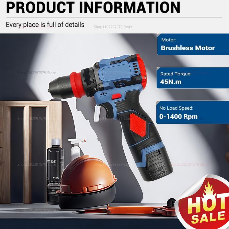 16.8V 2In1 Cordless Electric Screwdriver Drill Brushless Motor Multi-Function Power Tool for Electronics Repair Household DIY
