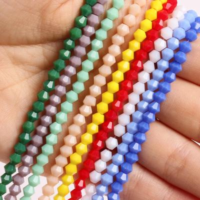 New Crystal Glass 80-90Pcs Headwear Material Bracelets 4mm Keychain Pointed Beads 1 String Handmade Accessories Solid Color Decorative DIY Diamond