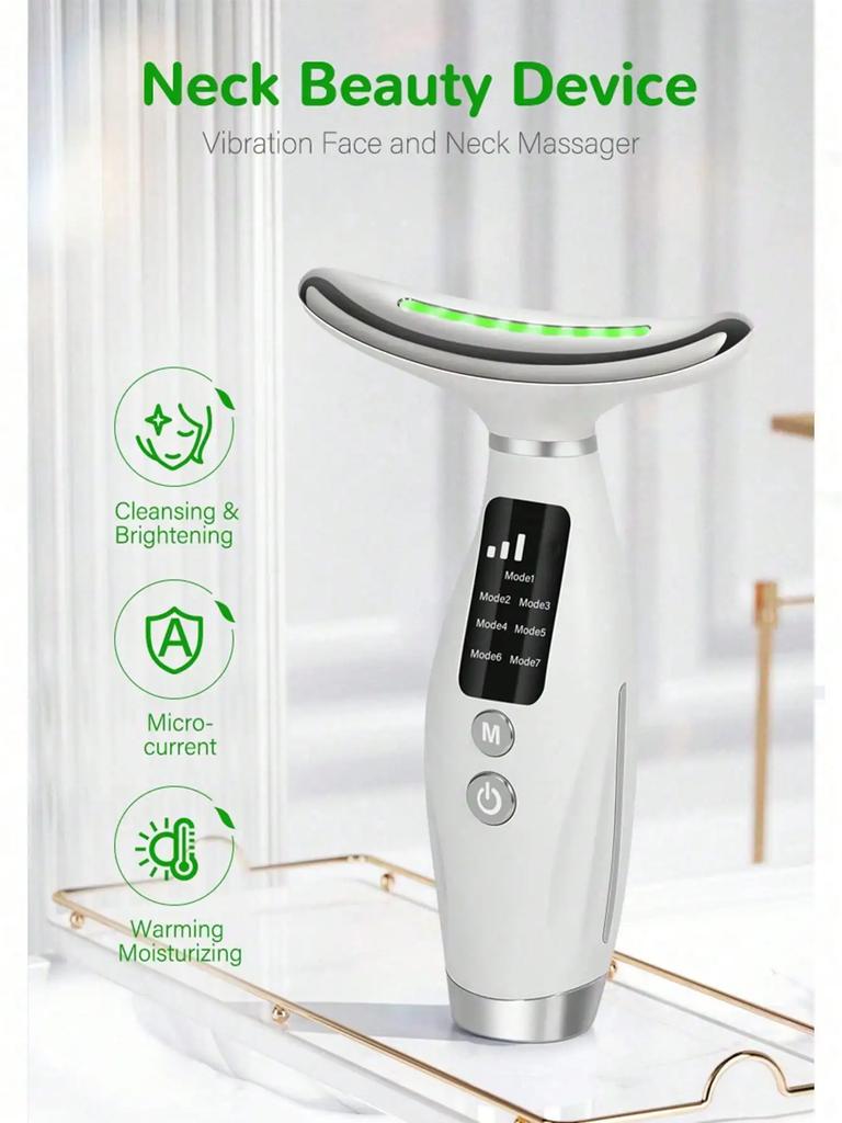 Non-Invasive Face Massager for Tightening and Rejuvenation, 7 Modes Neck Beauty Instrument To Reduce Wrinkles and Fine Lines