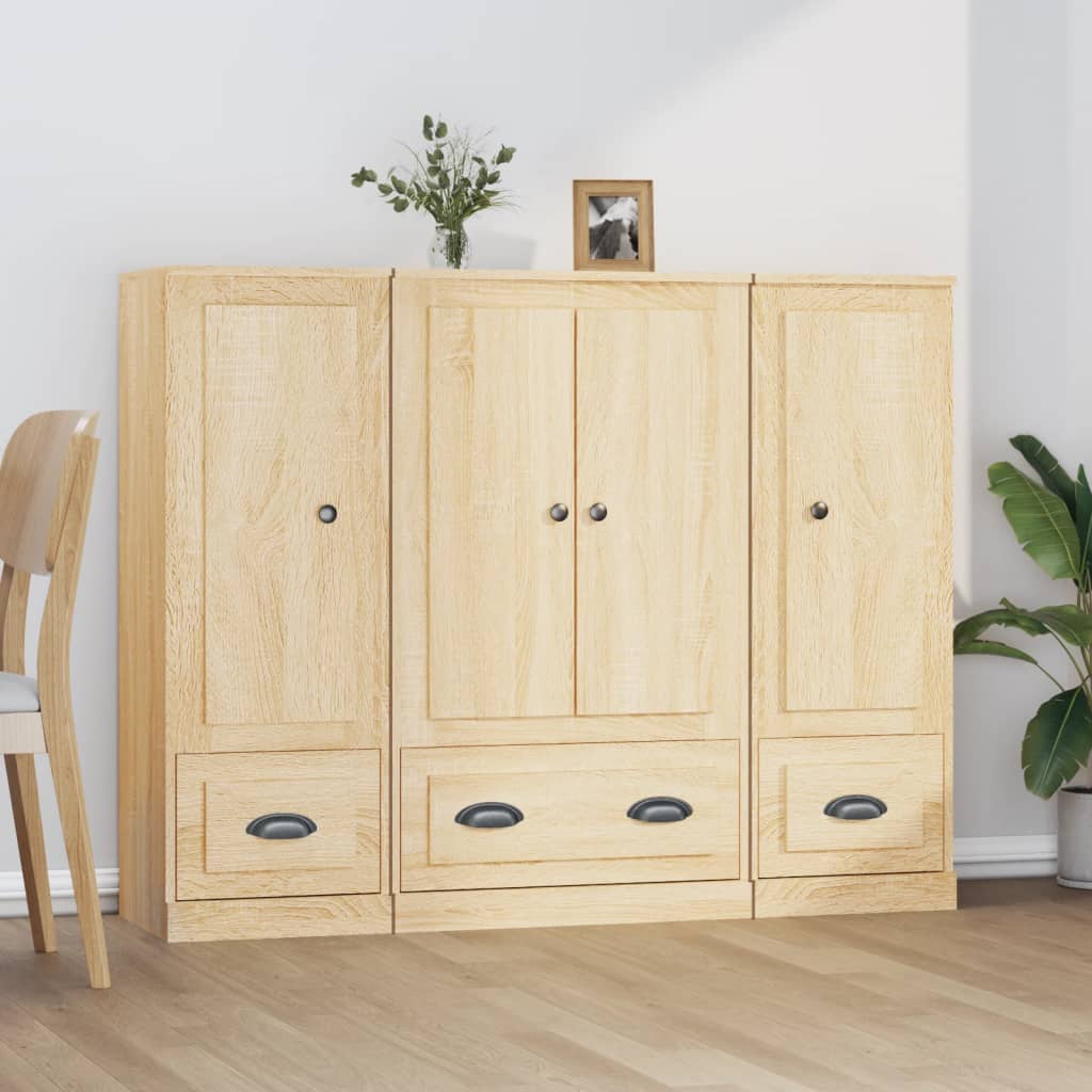 Tall Cabinets, 3 Pcs., Sonoma Oak, Wood-Based Material