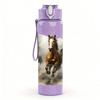 1PC Horse Misty Forest Landscape 750ml Color Plastic Sports Water Bottle Leakproof Flip Straw Lid Suitable for Sports Office Home Use