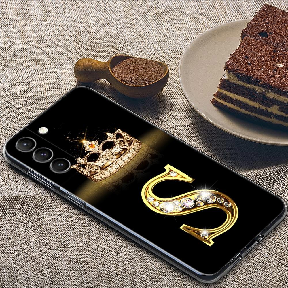 Diamond Crown First Initials Letter N Clear Samsung S24 Ultra Case For Galaxy S21 S20 FE S22 Ultra S23 S24 Plus Cases Soft Cover