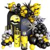 133-Piece Black, Yellow & Silver Balloon Garland Kit: Halloween-Themed Decor Bat Balloon Party Supplies