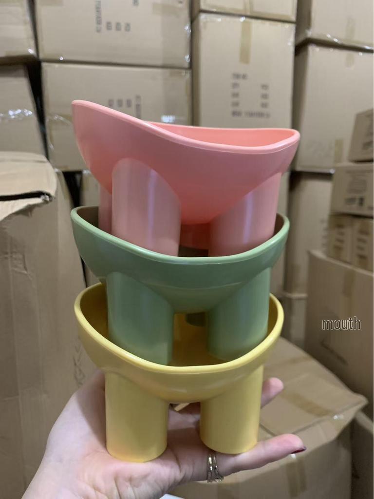 Pet Supplies Macaron Color Elephant Leg Bowl - Anti-Spill Slanted Mouth Cat Bowl with Neck Protection.