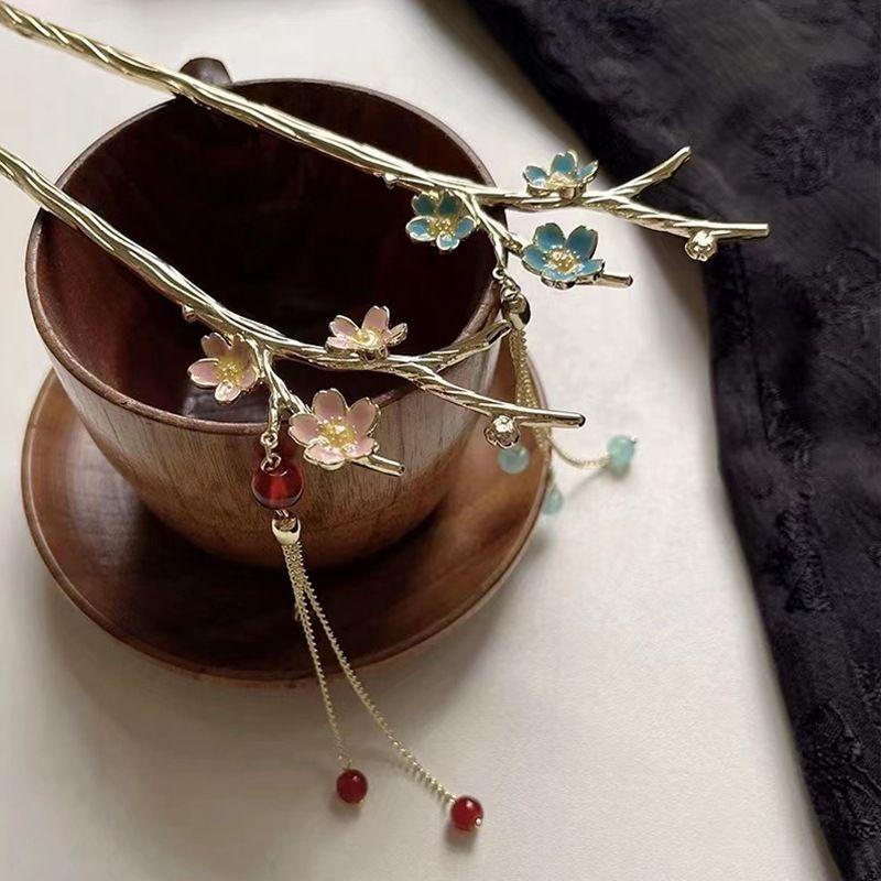 Vlásenky v čínském stylu Moderní Plum Blossom Vlásenka Dámská Vlásenka Dívčí Vlasové doplňky Pokrývky hlavy