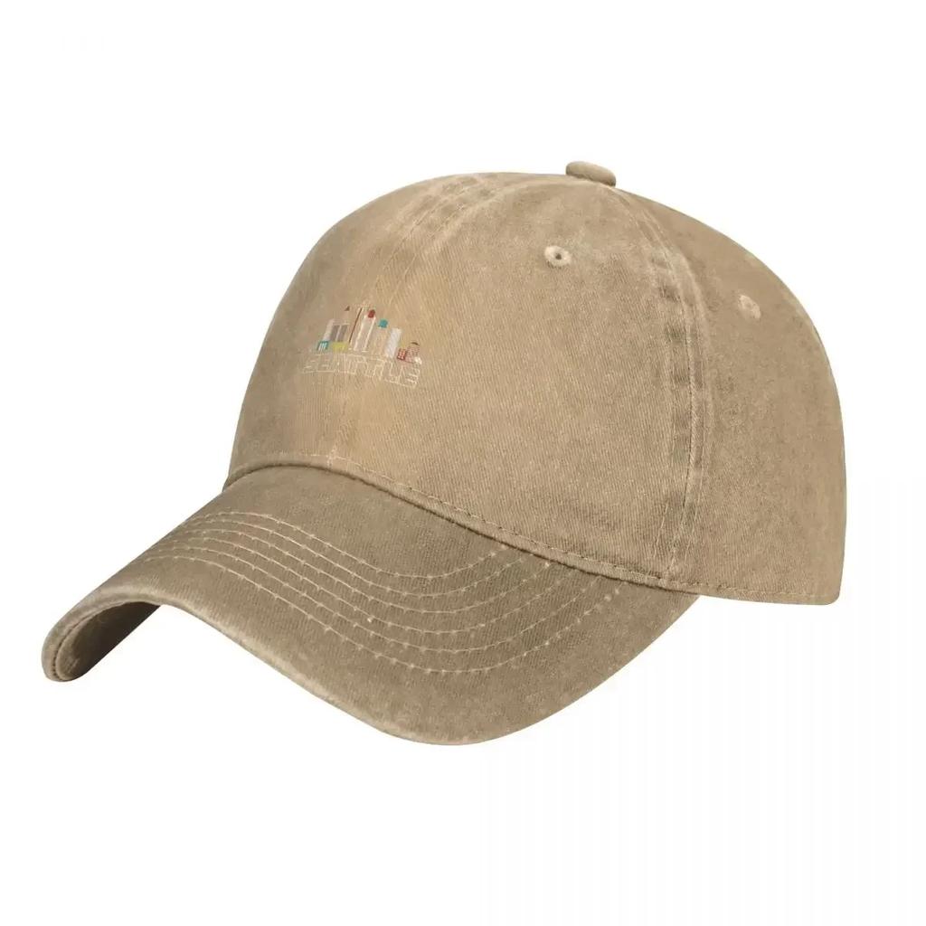 Grunge Seattle Skyline Distressed Look Design Gift Cowboy Hat Snapback Cap Black Hats WoUnisex Unisexs