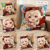 Klee Cute Genshin Impact Cushion Cover Silky Short Plush Invisible Zipper Dustproof Sofa Pillow Case For Home Decor