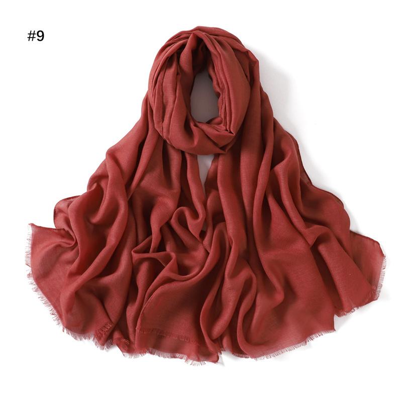 New Fashion Women Ramadan Muslim Hijab Cotton and Linen Soft Autumn and Winter Solid Color Islam Scarf Headscarf Shawl
