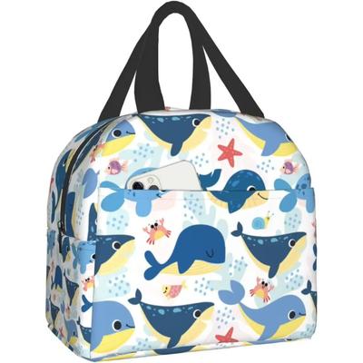Ocean Animal Whale Ocean Fish Lunch Bags Cooler Tote Organizer Bags Reusable Lunch Box for Outdoor Work Picnic School