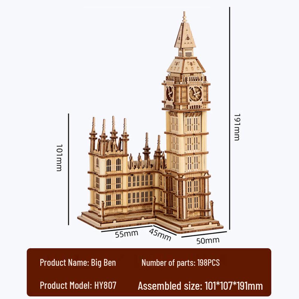 3D Wooden Puzzle Model: Eiffel Tower & Arc De Triomphe - Ancient Building Ornaments for Kids