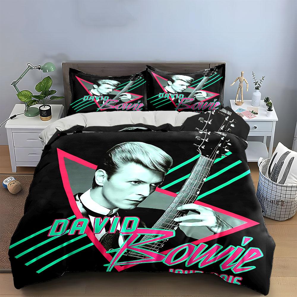David Bowie Tribute Design Bettwäsche Bettbezug Set Bettbezug Kissenbezüge (1*Bettbezug 2*Kissenbezüge, ohne Bettdecke)