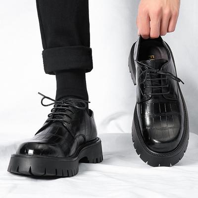 Leather Shoes Men'S Breathable British Style Business Dress Big Head Trend Low Top Martin Boots Platform Casual Cowhide Men'S Shoes