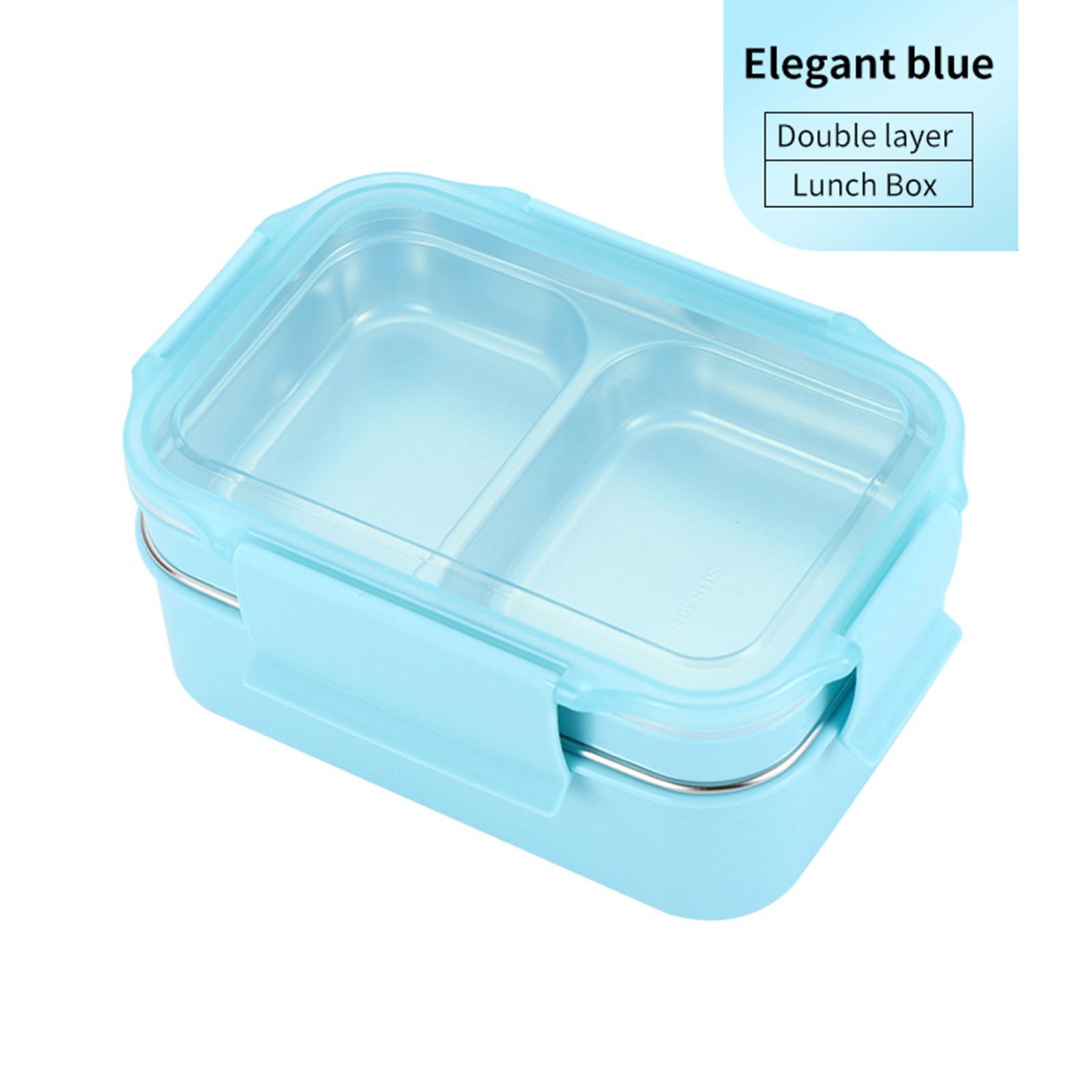 

Коробка для завтрака из нержавеющей стали на 1000 мл, двухслойная с отделениями. Коробка для завтрака синий