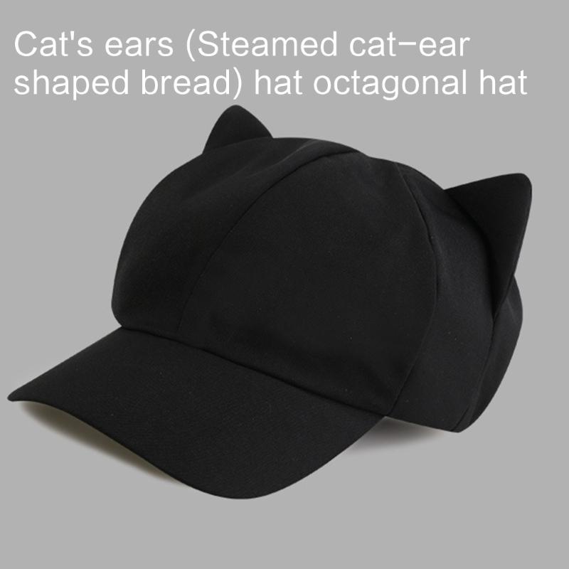 Harajuku Girl Cats Ear Baseball Hat Octagonal Hat Eye Catching Travel Gathering Visor Hat for Cycling Hiking Visor Hat