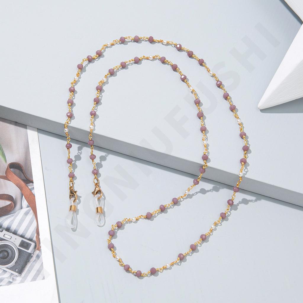 Color Crystal Glasses Mask Chain, New European and American Fashion Glasses Rope Mask Rope Non-slip Neck Lanyard