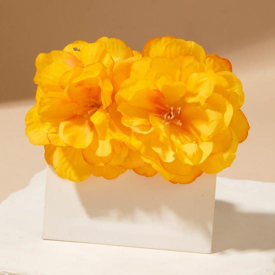 Women Boho Flower Earrings Lightweight Fabric Yellow Flower Ear Studs Holiday Earrings for Parties Beach Summer Vacation